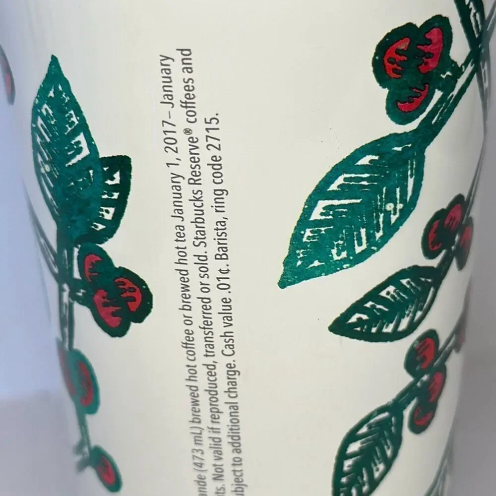Starbucks 2016 Stainless‎ HOLLY BERRY Christmas Holiday Travel Mug STAINED
